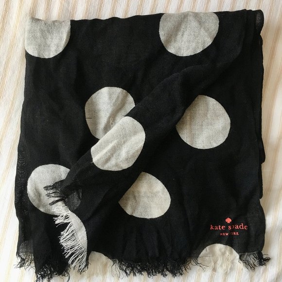 Kate Spade Black & White Wool Scarf - Picture 3 of 5